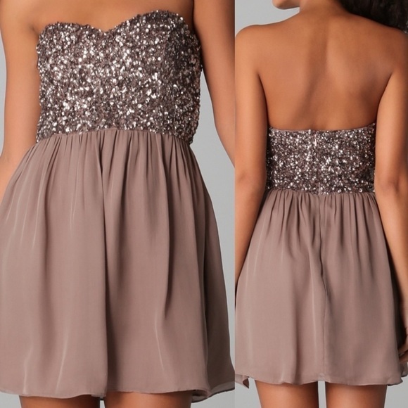 Parker Silk Chiffon Ruffle Beaded Sequin Mini Dress - Picture 4 of 10